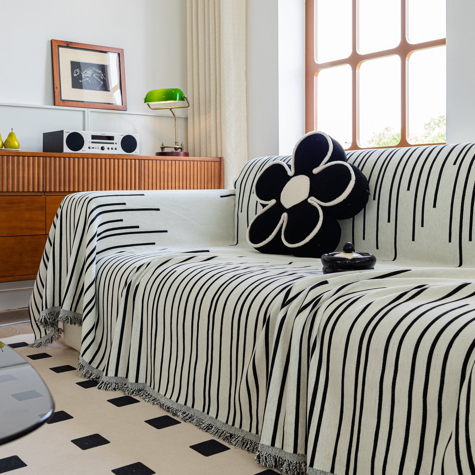 Boho Striped Jacquard Throw Sofa Slipcover Chenille Sofa Throws for Couches for Pets Kids Home Decor