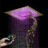 16" LED Chrome/Matte Black/Brushed Gold/Nickel Shower Head with 3-Way Thermostatic Valve, LED Display, 6 Body Jets