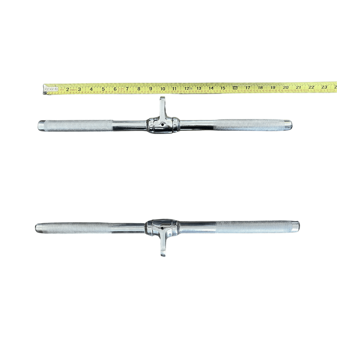 Rotating Straight Bar Cable Attachment - Muscle D Fitness - Knurled Handles, Chrome Finish, 20