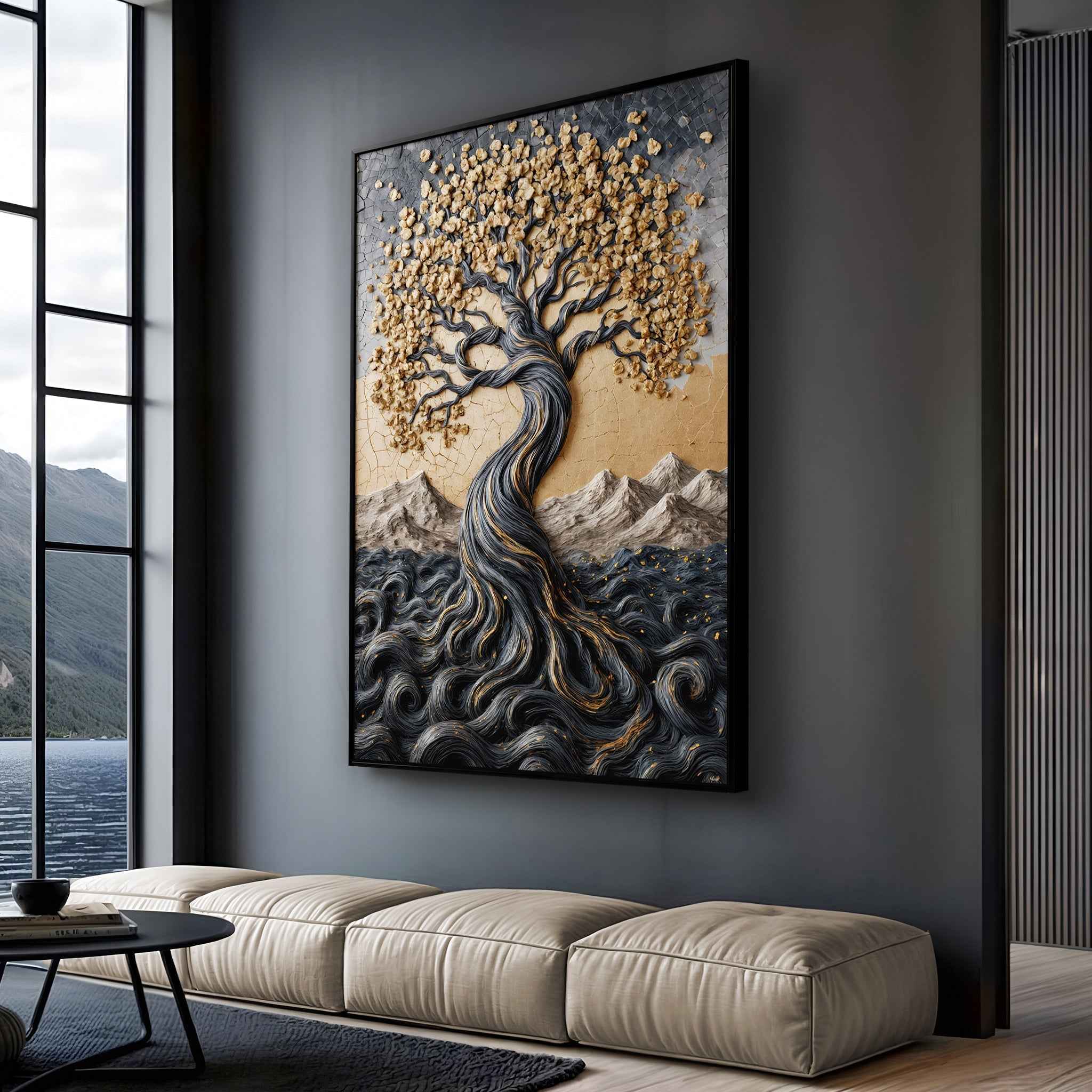 Golden Tree of Life Minimalist Wall Art