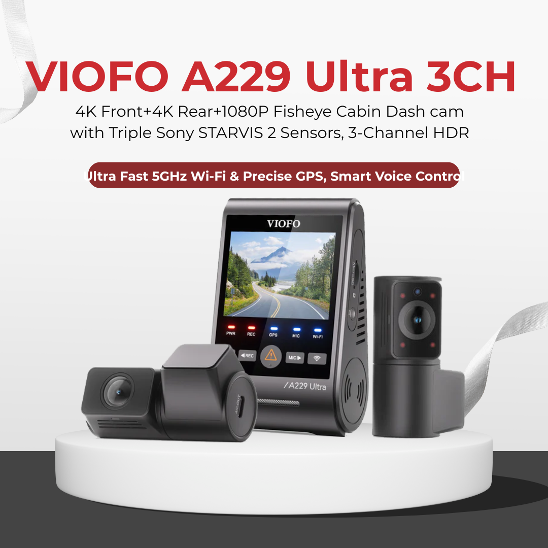 VIOFO A229 Ultra 4K+4K+1080p 3-Channel 30FPS UHD Dash Cam