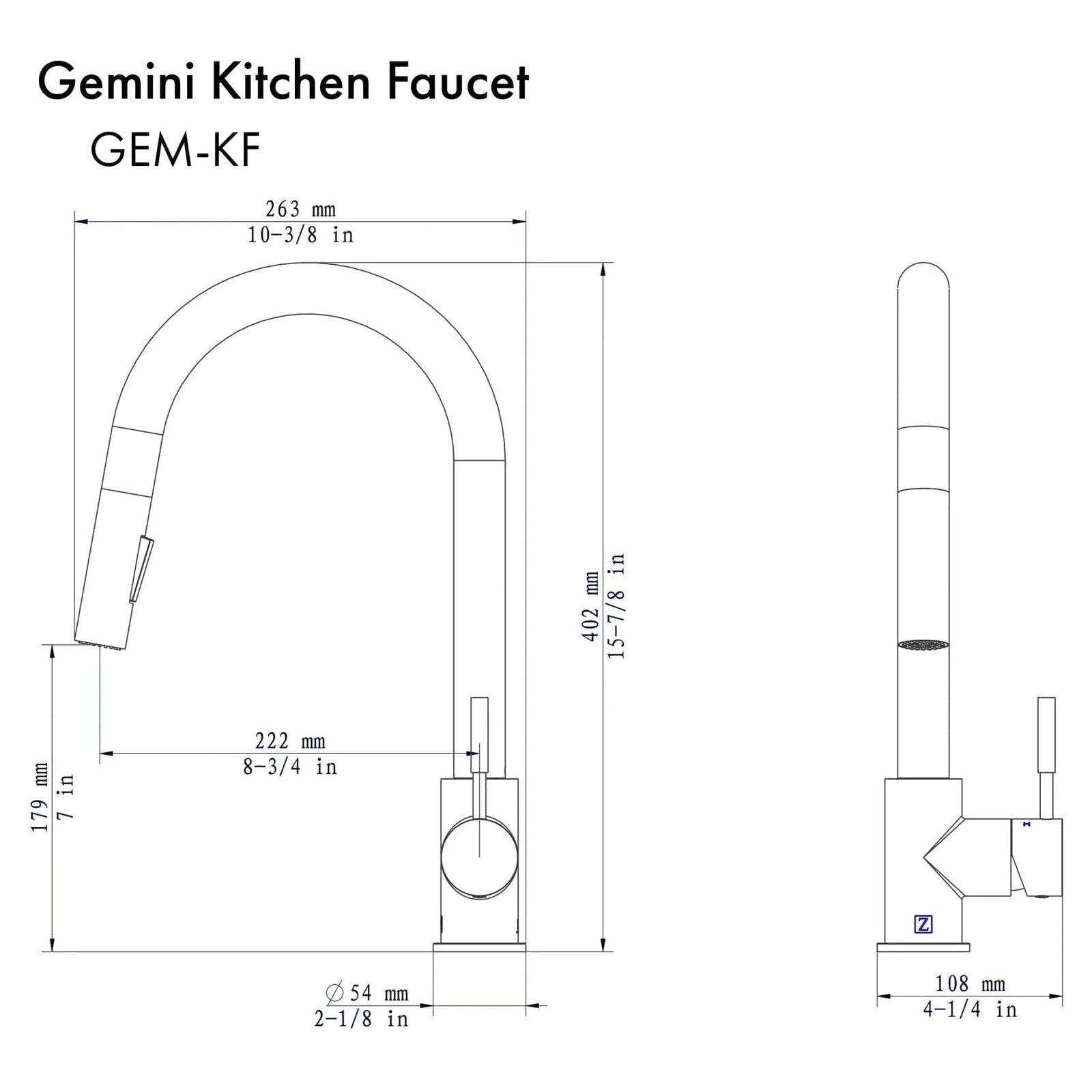 ZLINE Gemini Kitchen Faucet, GEM-KF-CB