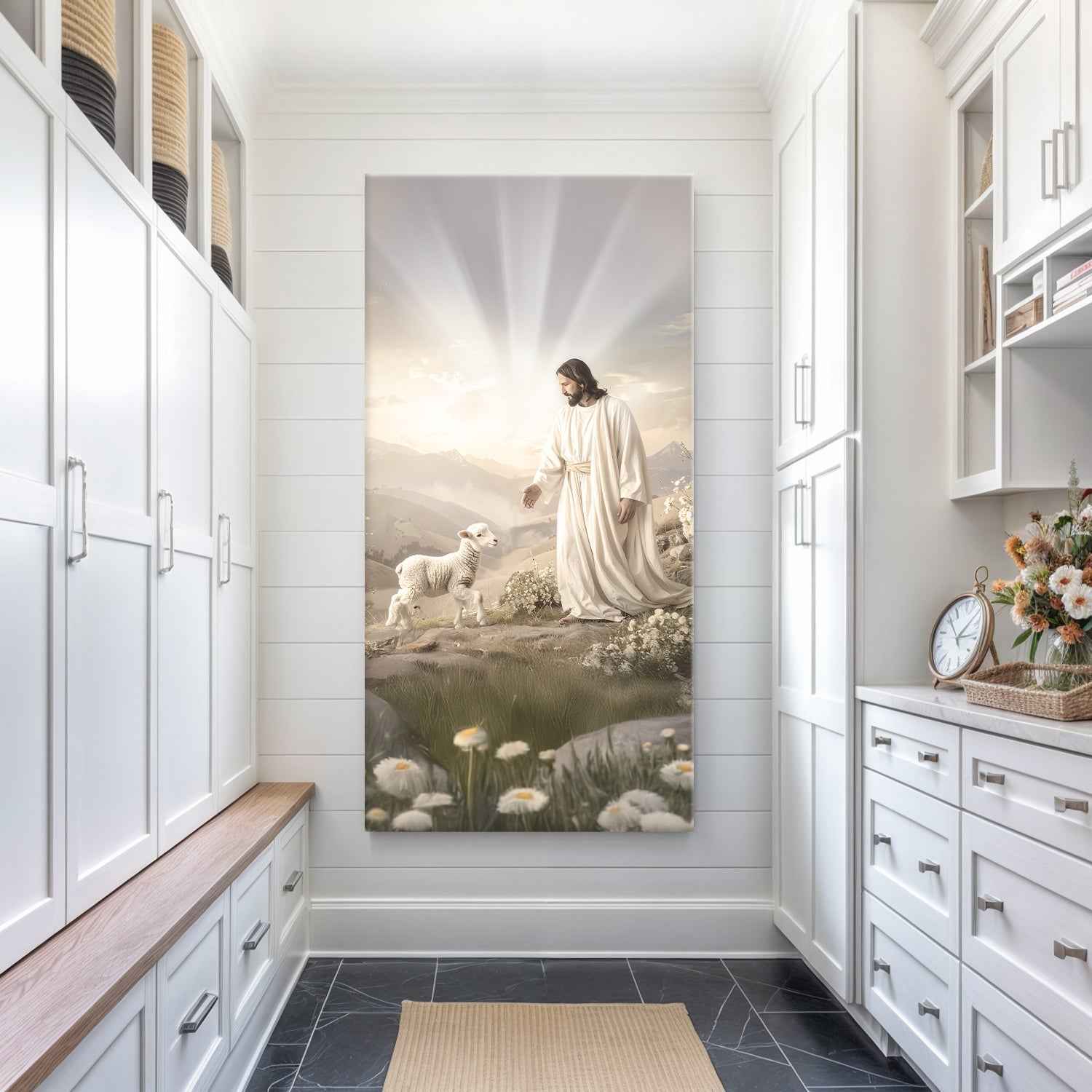 Jesus Protects The Lamb From Wolves Faith Wall Art XII