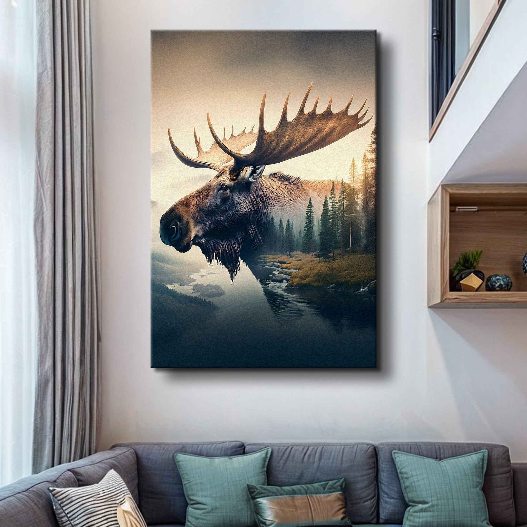 Moose Double Exposure Wall Art