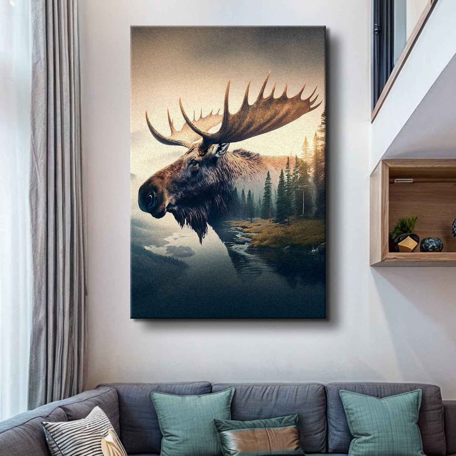 Moose Double Exposure Wall Art
