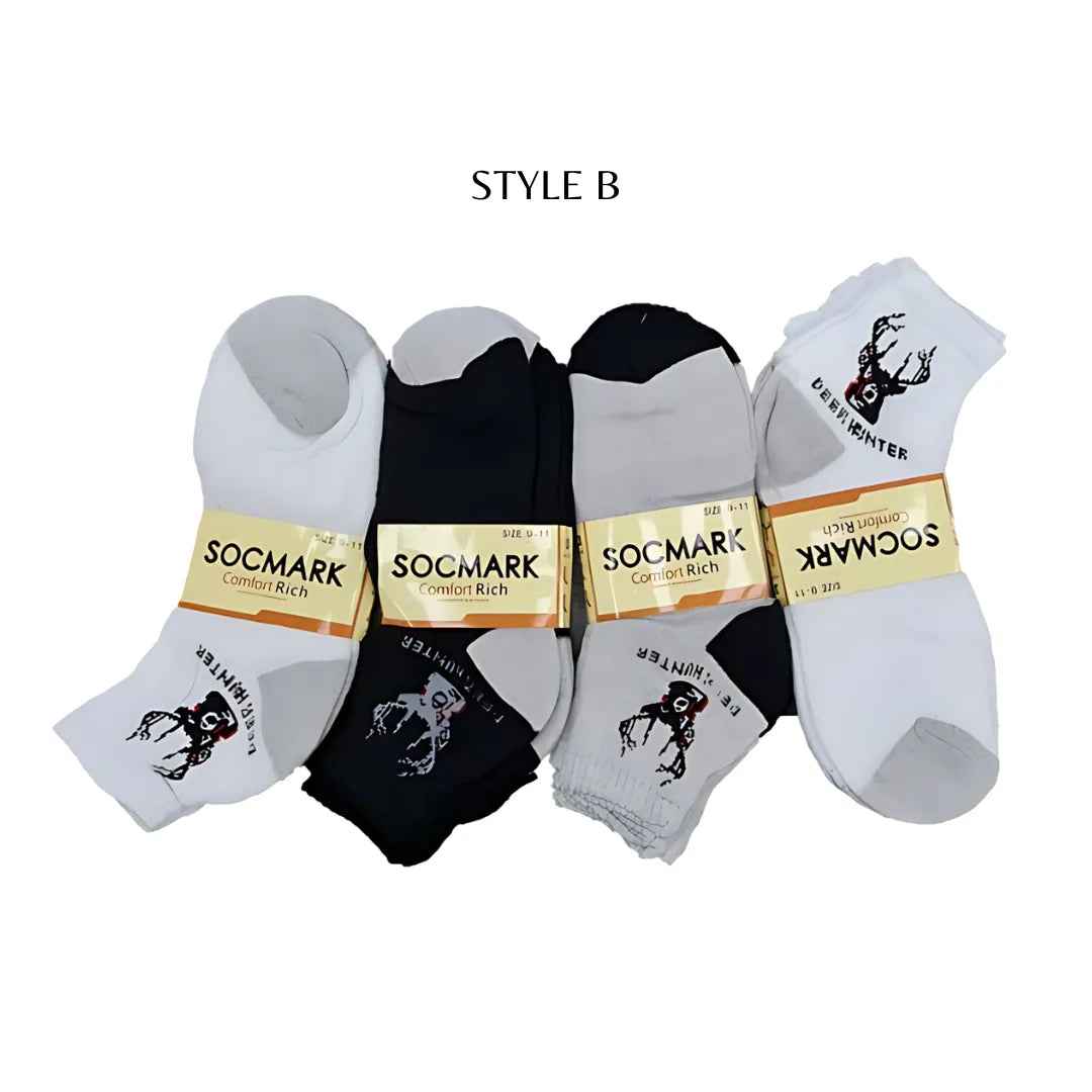 12 Pairs Ankle Socks 9-11 , 10-13 (8 styles) Active , Unisex