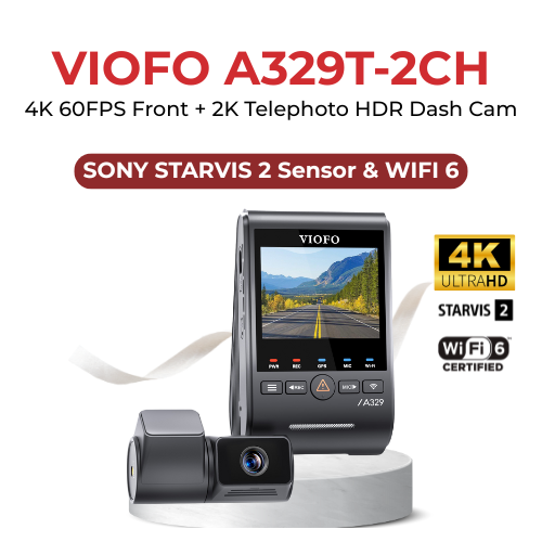 VIOFO A329T 4K+2K 2-Channel 60FPS Wi-Fi 6 Dash Cam