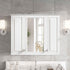 Wall Mounted Mirror Cabinet With 5 Adjustable Shelves, Rectangular Storage For Bathroom - White