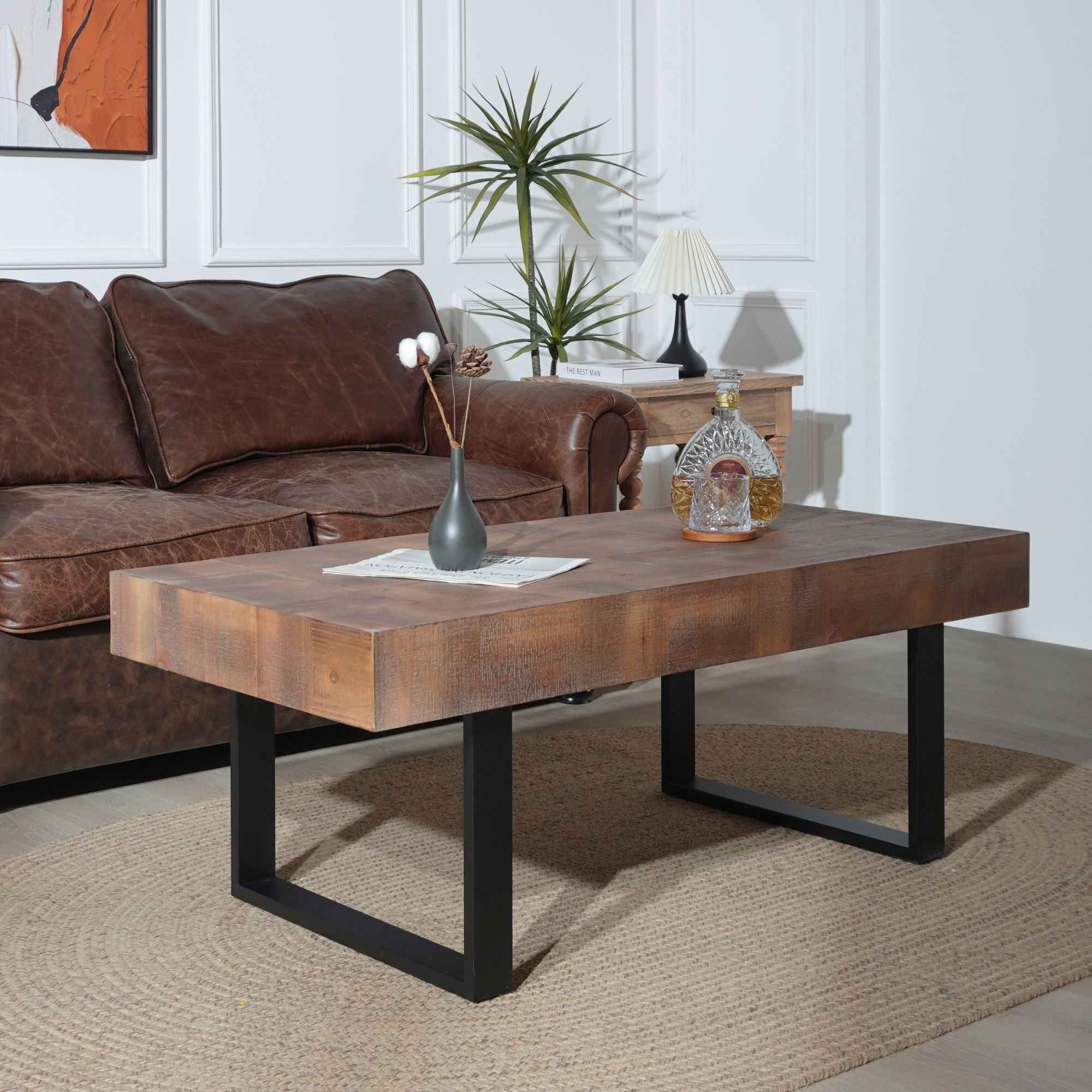 Rectangular Coffee Table With U-Shaped Legs Living Room - Multi