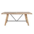 Rustic Dining Table with Metal Support in Natural Pine Wood Finish