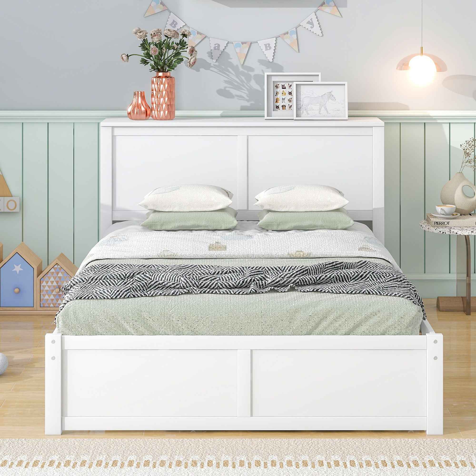 Storage Platform Bed With Pull Out Shelves And Trundle