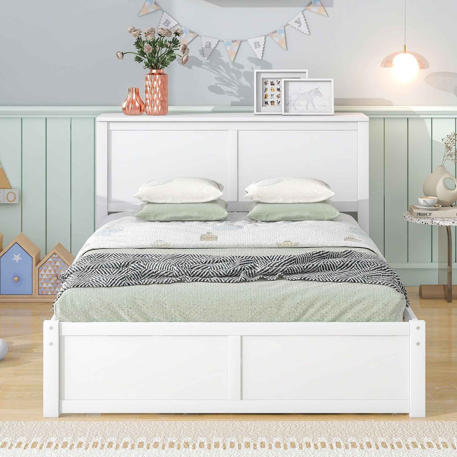 Storage Platform Bed With Pull Out Shelves And Trundle