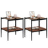Modern Rectangle End Table (Set of 2) With Tempered Glass Tabletop And Layer - Brown