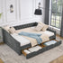 Upholstered Tufted Daybed With 2 Drawers, Waved Arms