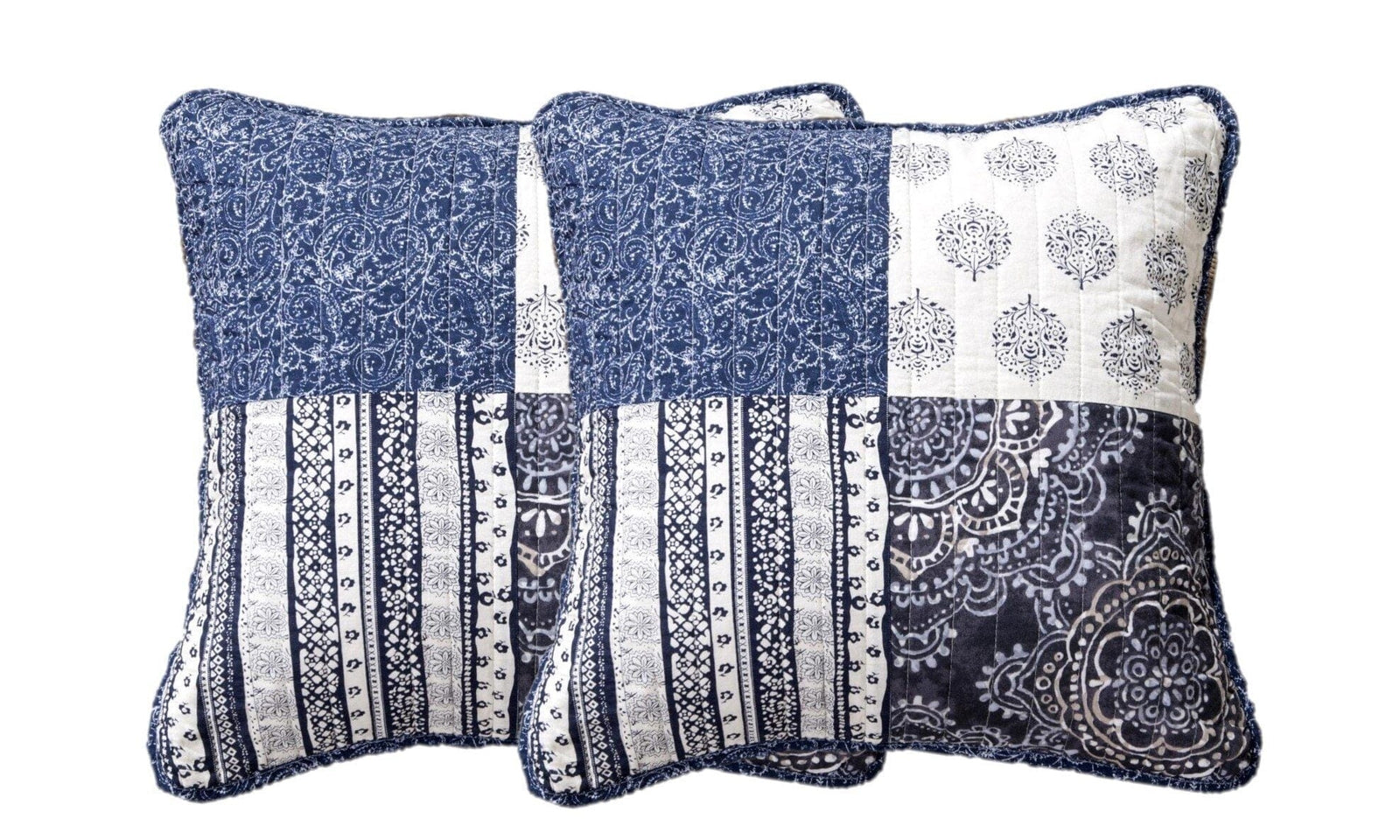 DaDa Bedding Set of 2-Pieces Bohemian Denim Blue Elegance Throw Pillow Covers - 18” x 18