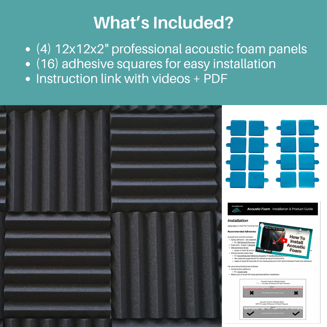 Easy Mount Acoustic Foam Kit - 12x12x2