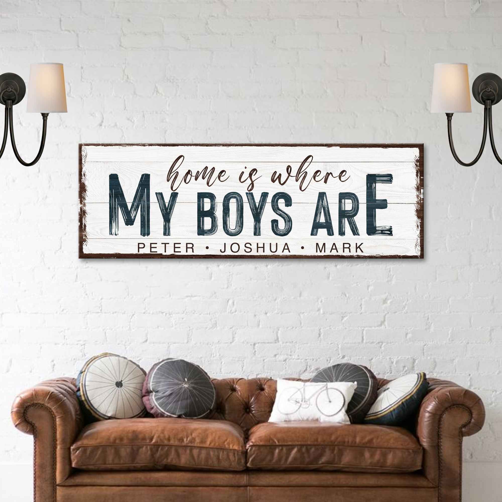 Home Is Where My Boys Are Family Sign