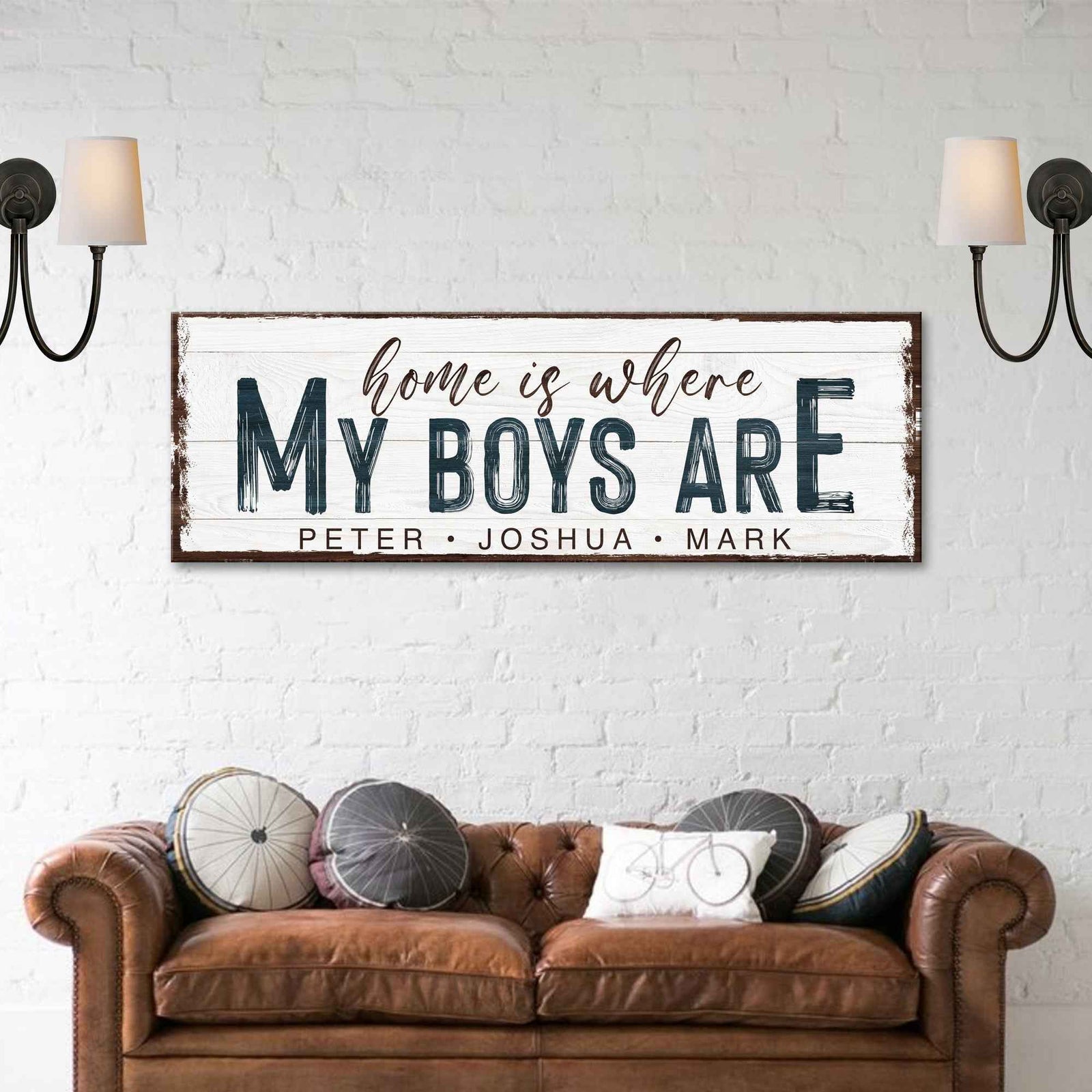 Home Is Where My Boys Are Family Sign