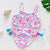 3-16Y Cartoon Two-piece Girls Swimwear Ruffle Swimsuit Bikini Set One Shoulder Beachwear Princess Two Piece Bathing Suit Children Swimwear Girls Swimsuit Bikini Set