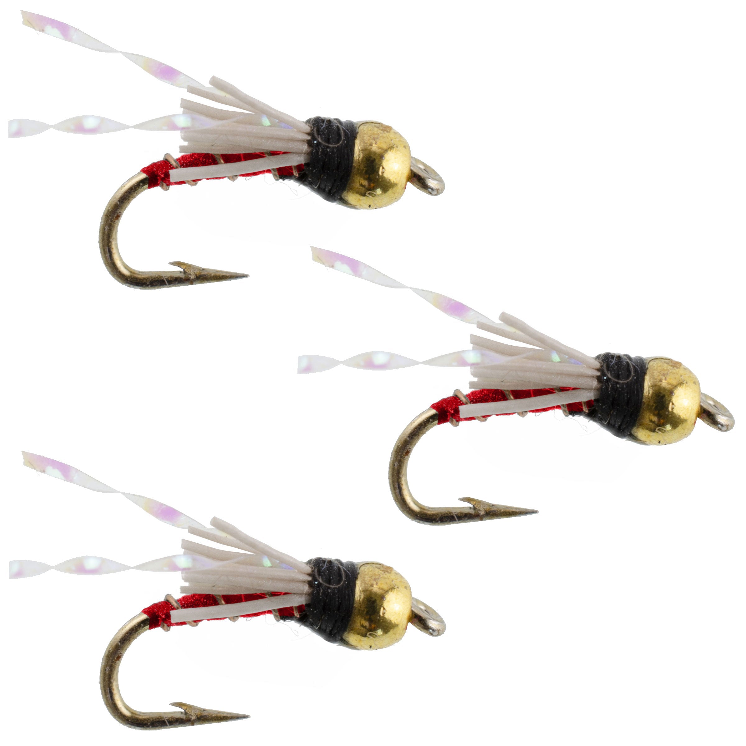 3 Pack Beadhead Red 3 Dollar Dip Serendipity Wet Fly Fishing Flies - Hook Size 18