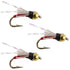 3 Pack Beadhead Red 3 Dollar Dip Serendipity Wet Fly Fishing Flies - Hook Size 18