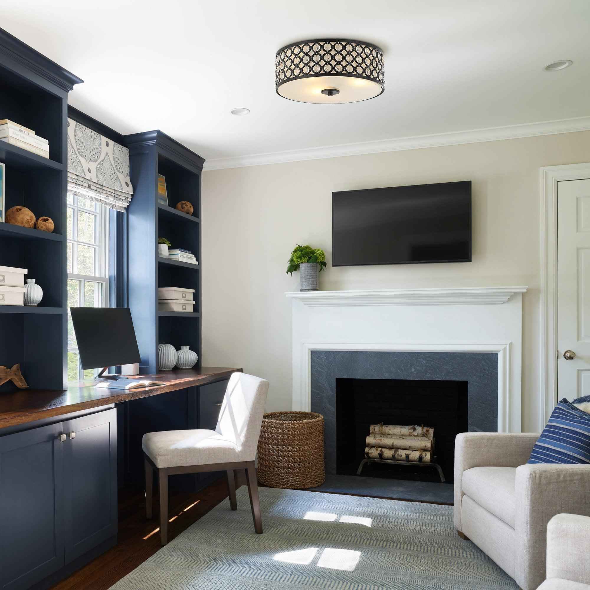 3-Light Modern LED Flush Mount Light with Crystal