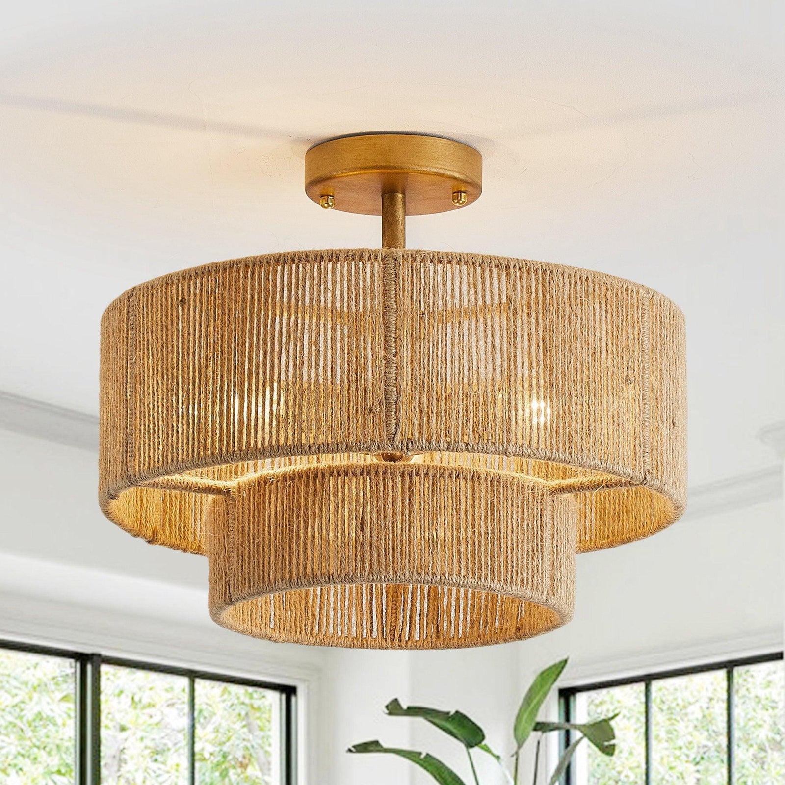 3-Light Traditional Farmhouse Wabi-Sabi Flush Mount Light