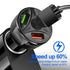 3 Port Fast LED White Car Charger + 3 in 1 Cable Combo Gold