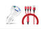 3 Port Fast LED White Car Charger + 3 in 1 Cable Combo Red