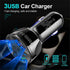 3 Port Fast LED White Car Charger + 3 in 1 Cable Combo Red