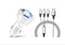 3 Port Fast LED White Car Charger + 3 in 1 Cable Combo Silver