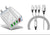 3 port LED Display High Speed Wall Charger White + 3 in 1 Cable Combo