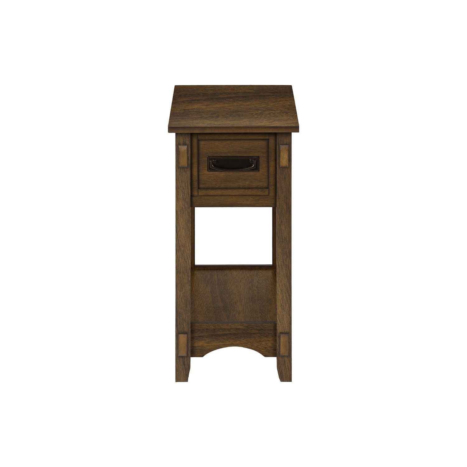 Accent End Table, 2 Tier, Narrow, Storage Drawer, Transitional - Walnut