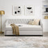 Upholstered Tufted Daybed With Drawers, Waved Arms