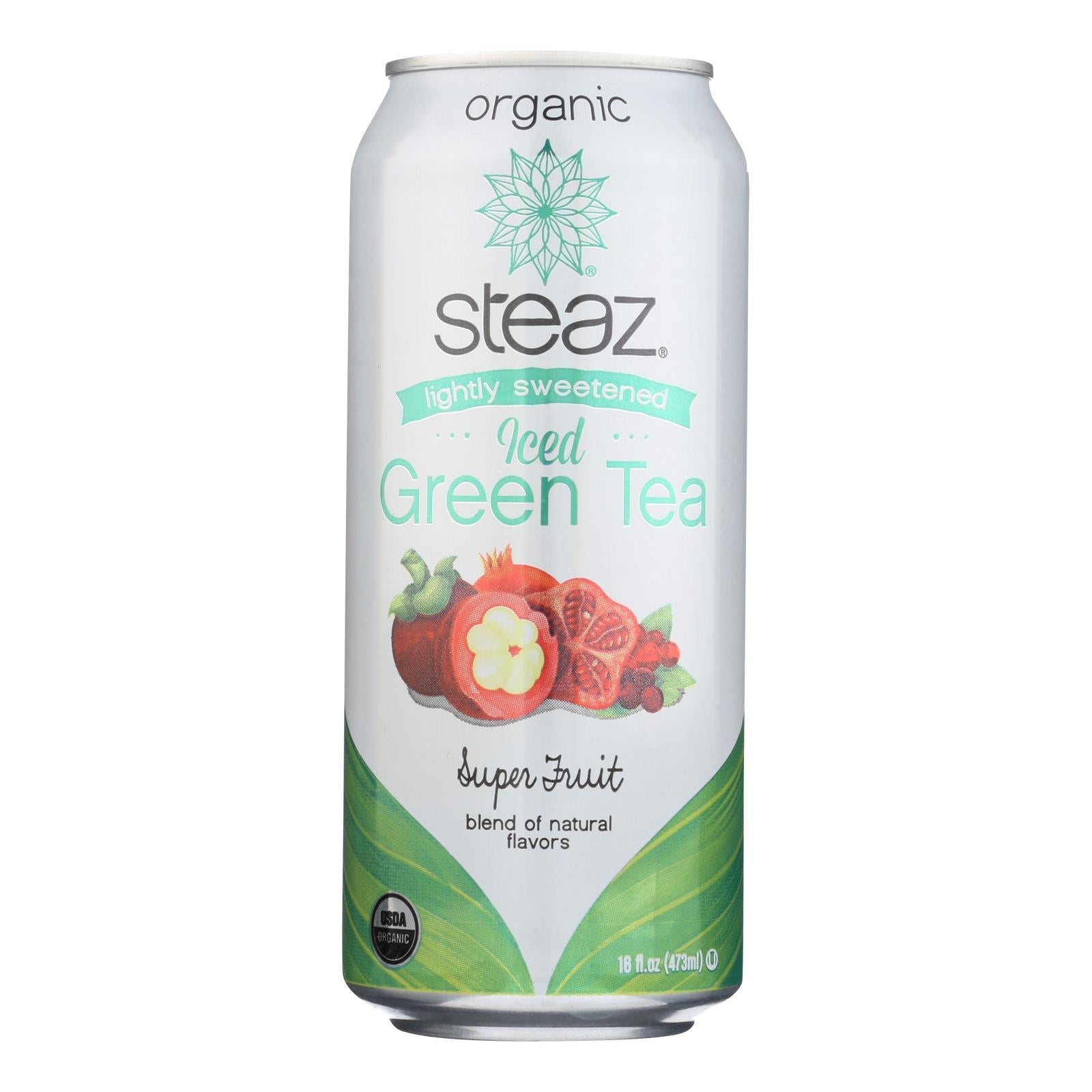 Steaz Super Fruit Green Tea, Lightly Sweetened, 16 Fl Oz (12-Pack)