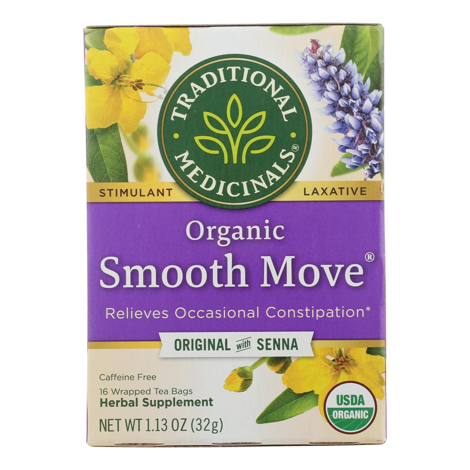 Traditional Medicinals Organic Smooth Move Tea, 16 Bags (Pack of 6)