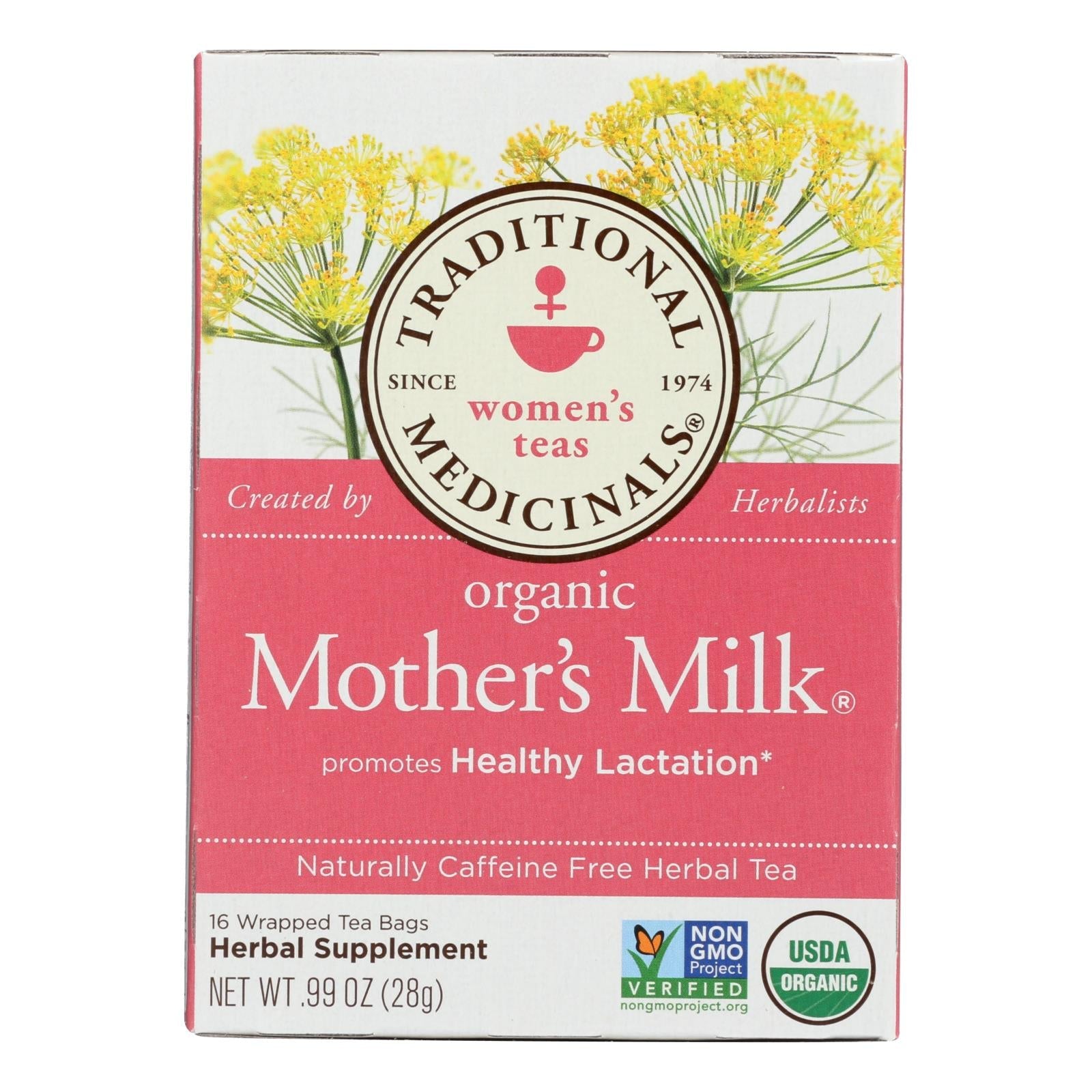 Traditional Medicinals Mother's Milk Organic Herbal Tea, Promotes Healthy Lactation - 16 Tea Bags (Pack of 6)