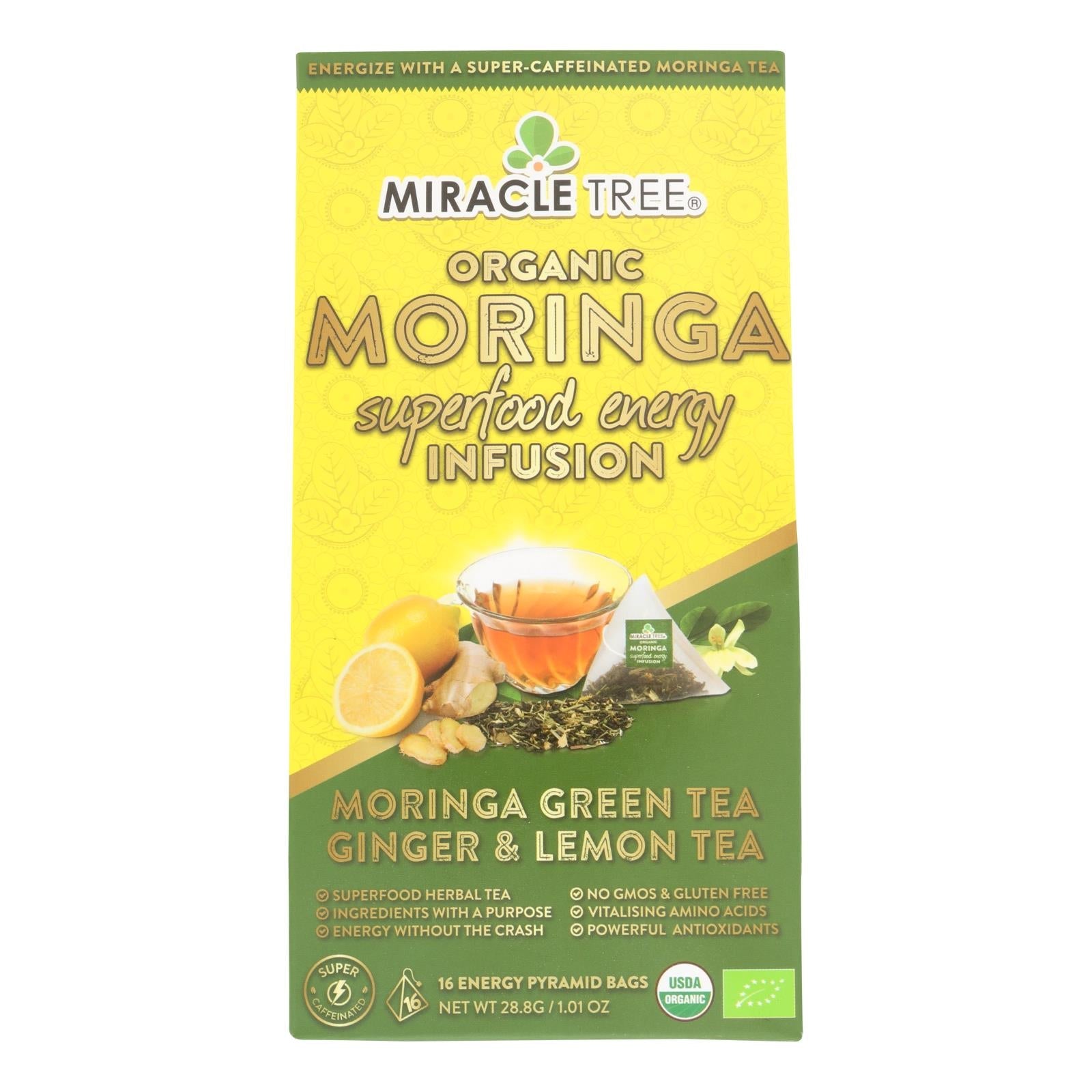 Miracle Tree Tea Moringa Ginger Lem (Pack of 5 - 16 Ct.)