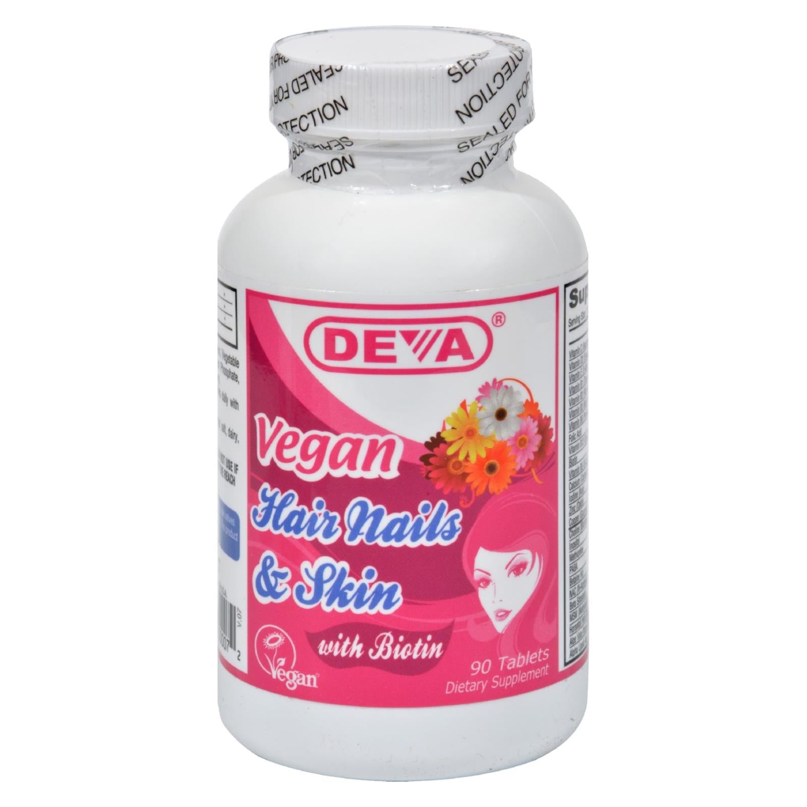 Deva Vegan Vitamins for Healthy Hair, Nails, and Skin, 90 Tablets