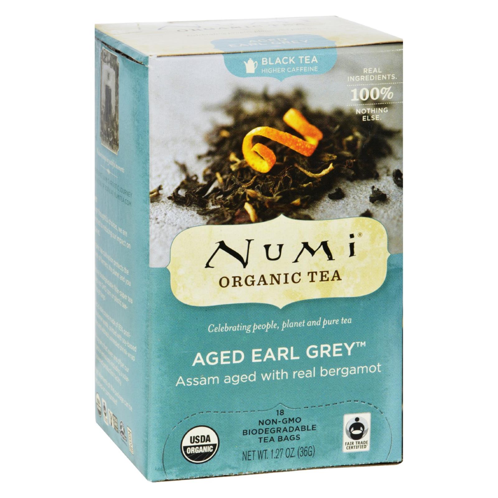 Numi Aged Earl Grey Bergamot Black Tea, 18 Tea Bags per Box (Pack of 6)