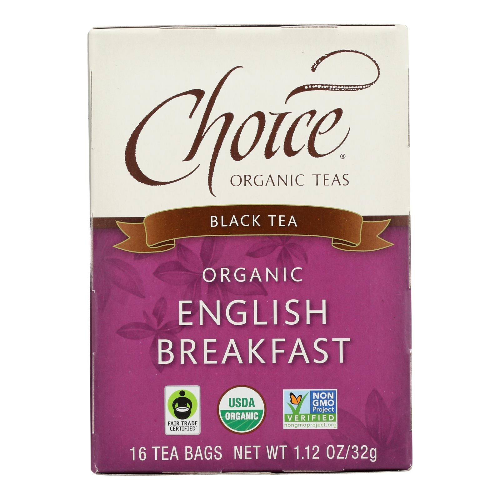 Choice Organic Teas English Breakfast Tea - 16 Tea Bags (6 Pack)