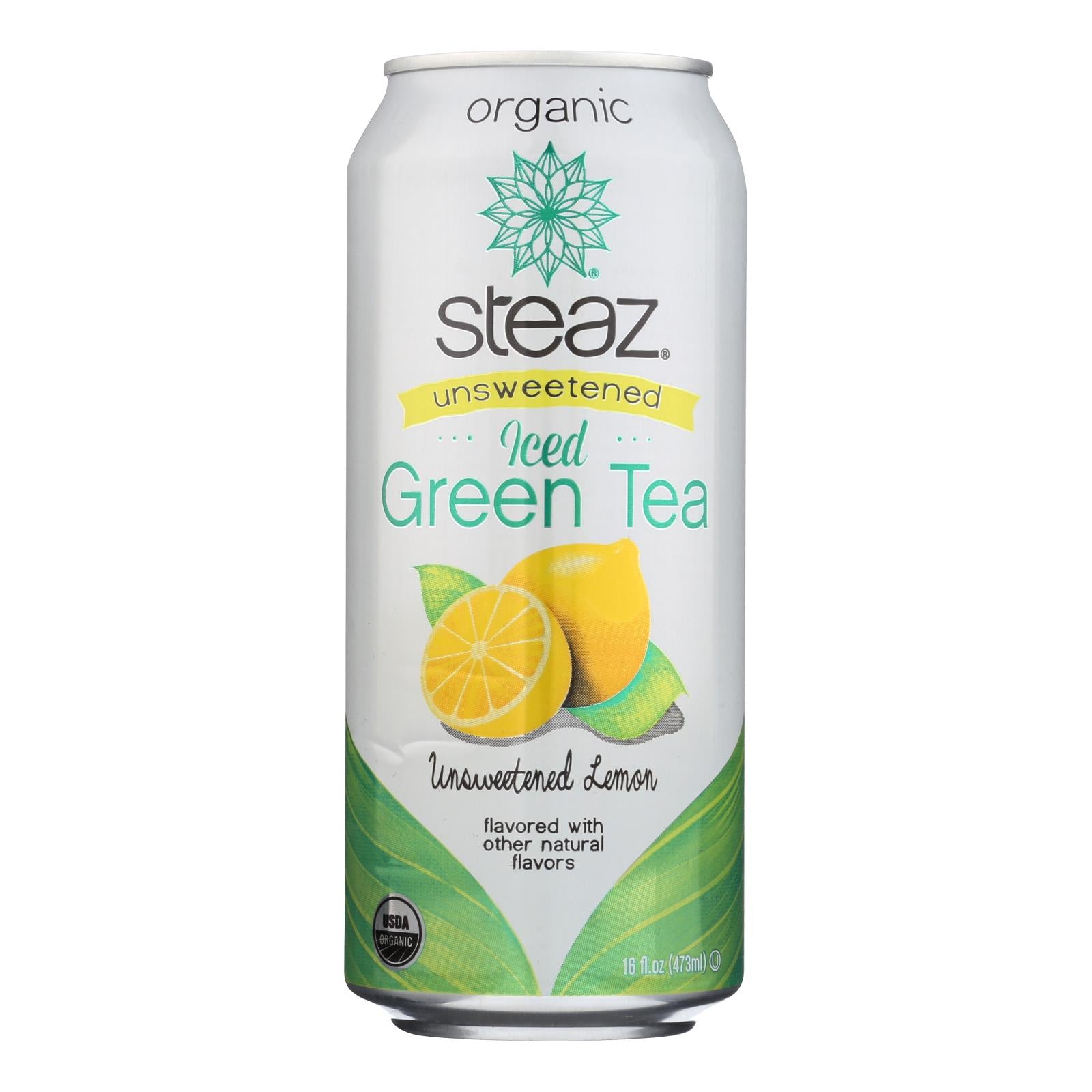 Steaz Unsweetened Green Tea with Lemon, 12-Pack 16 fl. oz. Bottles