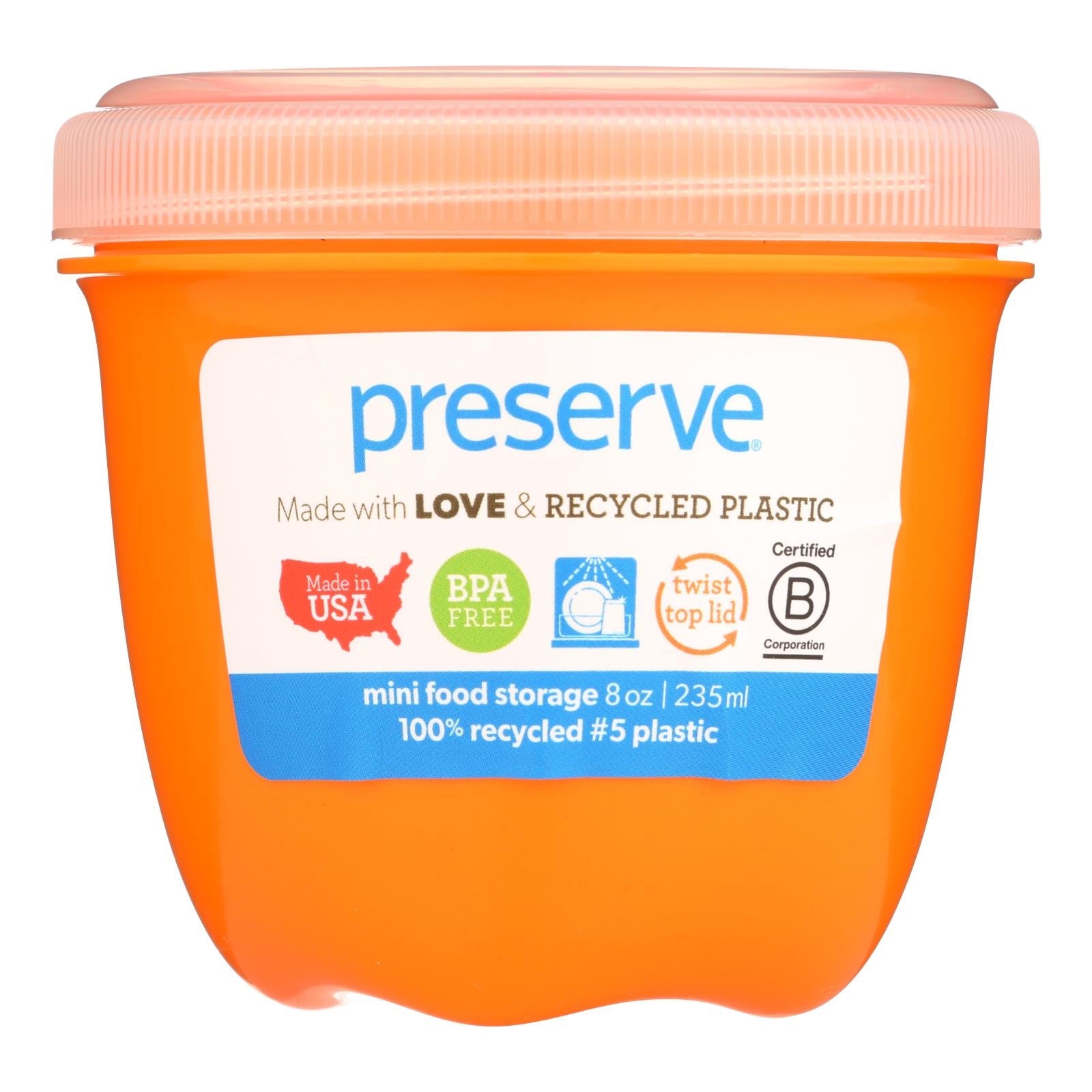 Preserve Round Mini Orange 8 Oz Food Storage Containers (Pack of 12)