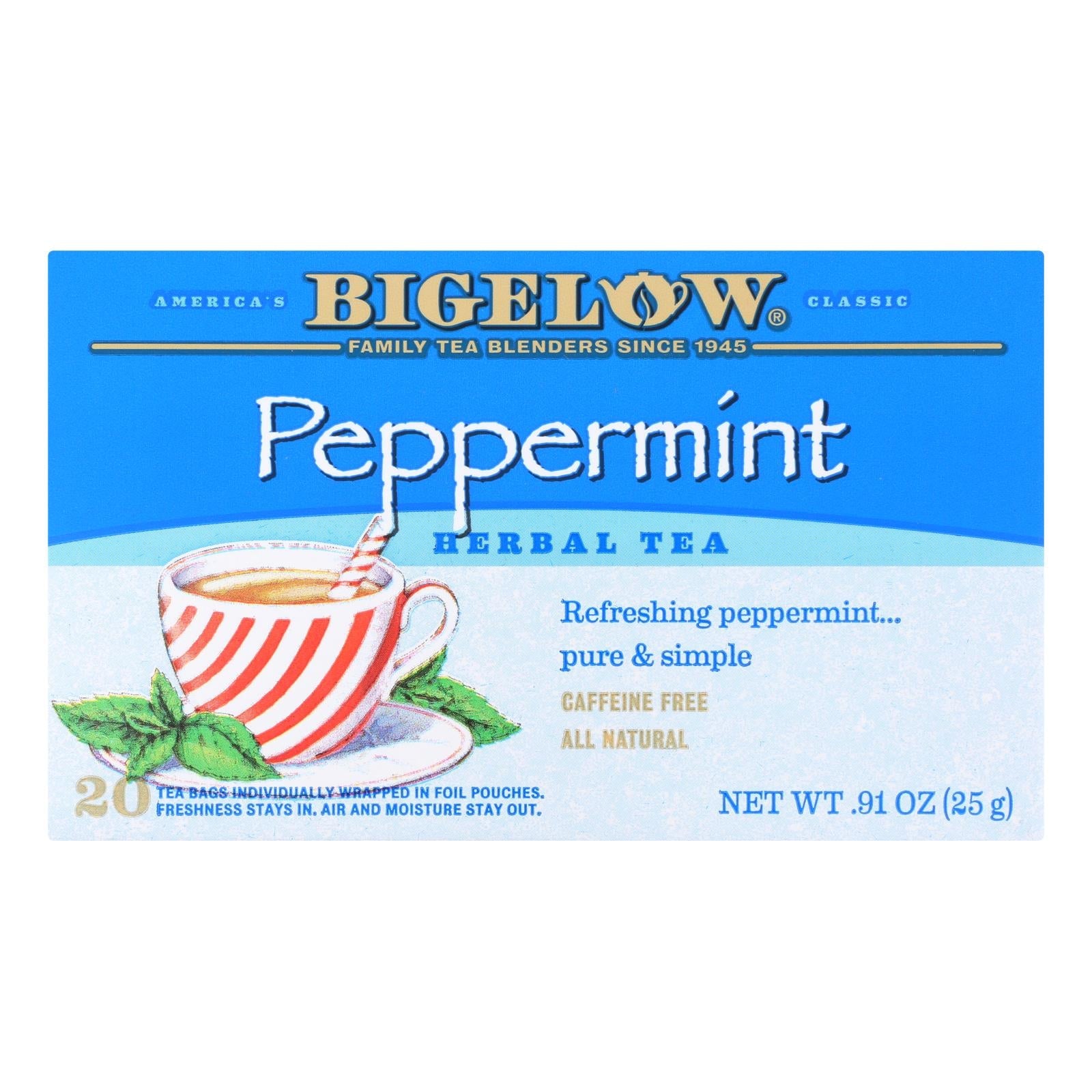 Bigelow Purely Peppermint Tea - Pack of 6 - 20 Tea Bags