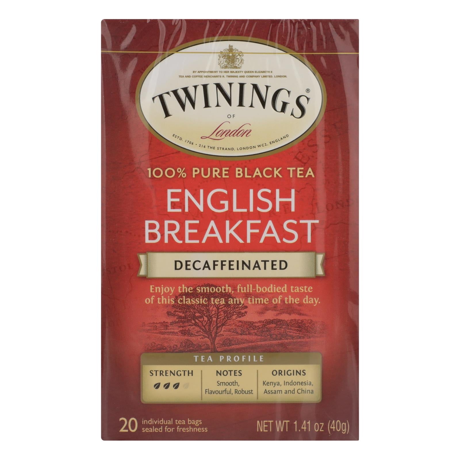 Twinings English Breakfast Decaf Tea (Pack of 6 - 20 Bags)