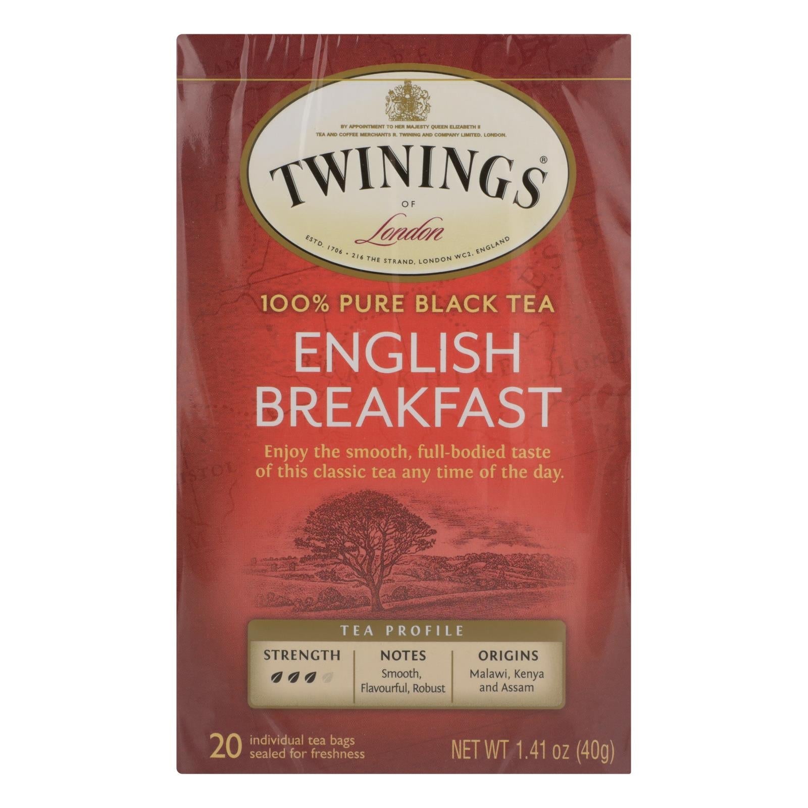 Twinings English Breakfast Black Tea, 20 Bags Per Box (Pack of 6)
