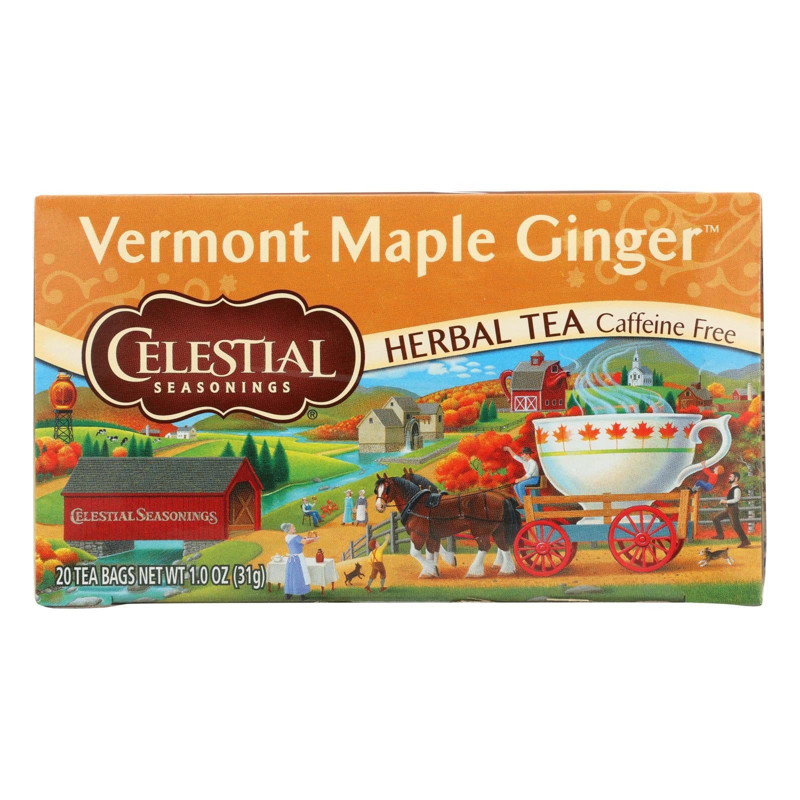 Celestial Seasonings Vermont Maple Ginger Herbal Tea (Pack of 6, 20 Bags)