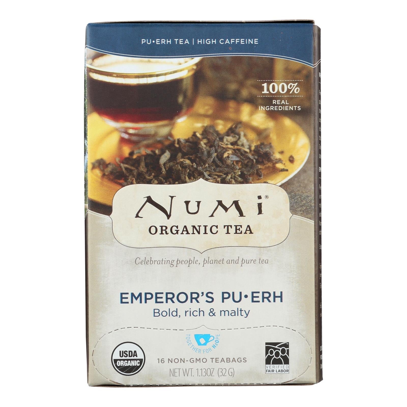 Numi Emperor's Puerh Black Tea, Pack of 6 Boxes with 16 Tea Bags Each