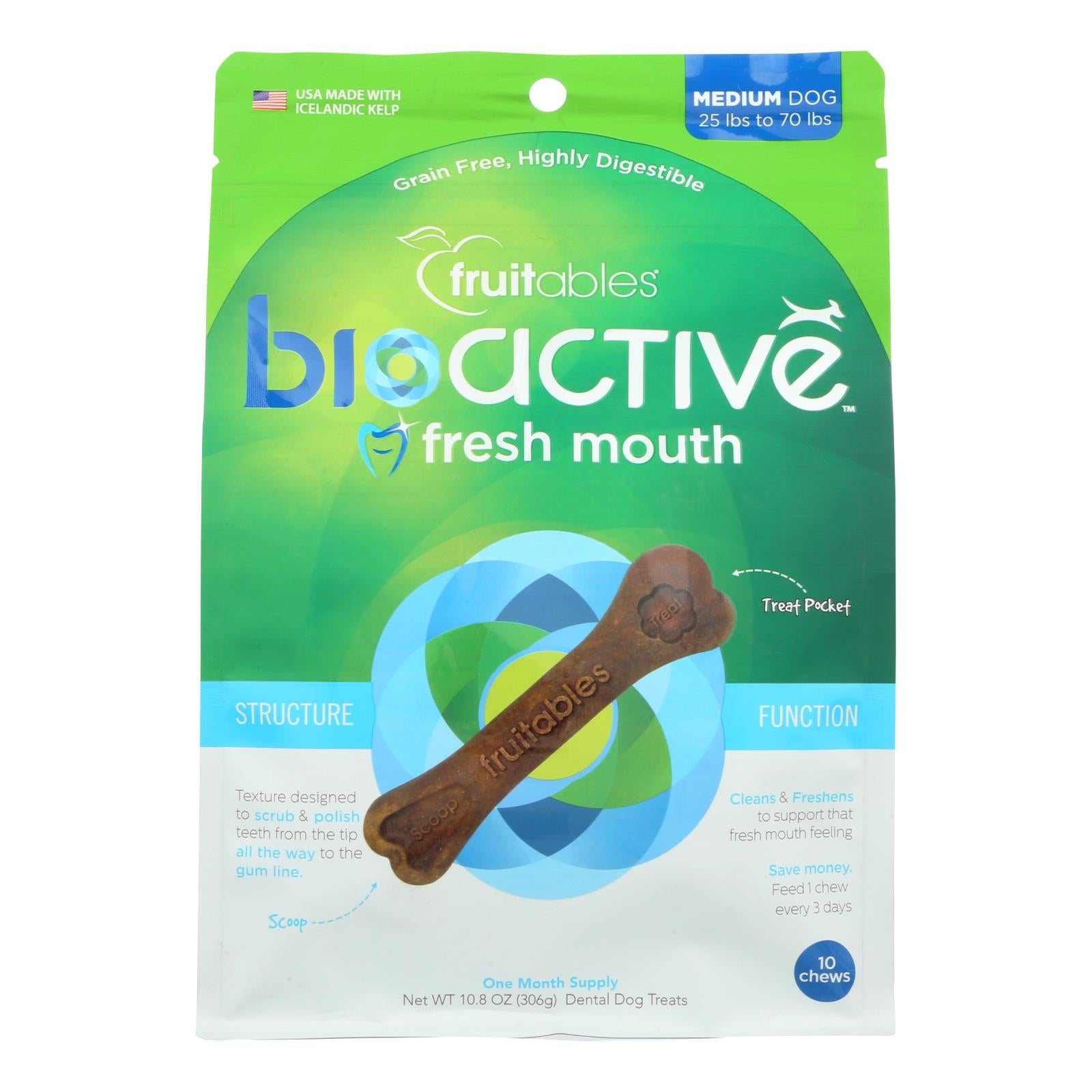 Fruitables Bioactive Fresh Mouth Dental Dog Treats (8-Pack of 10.8 Oz.)