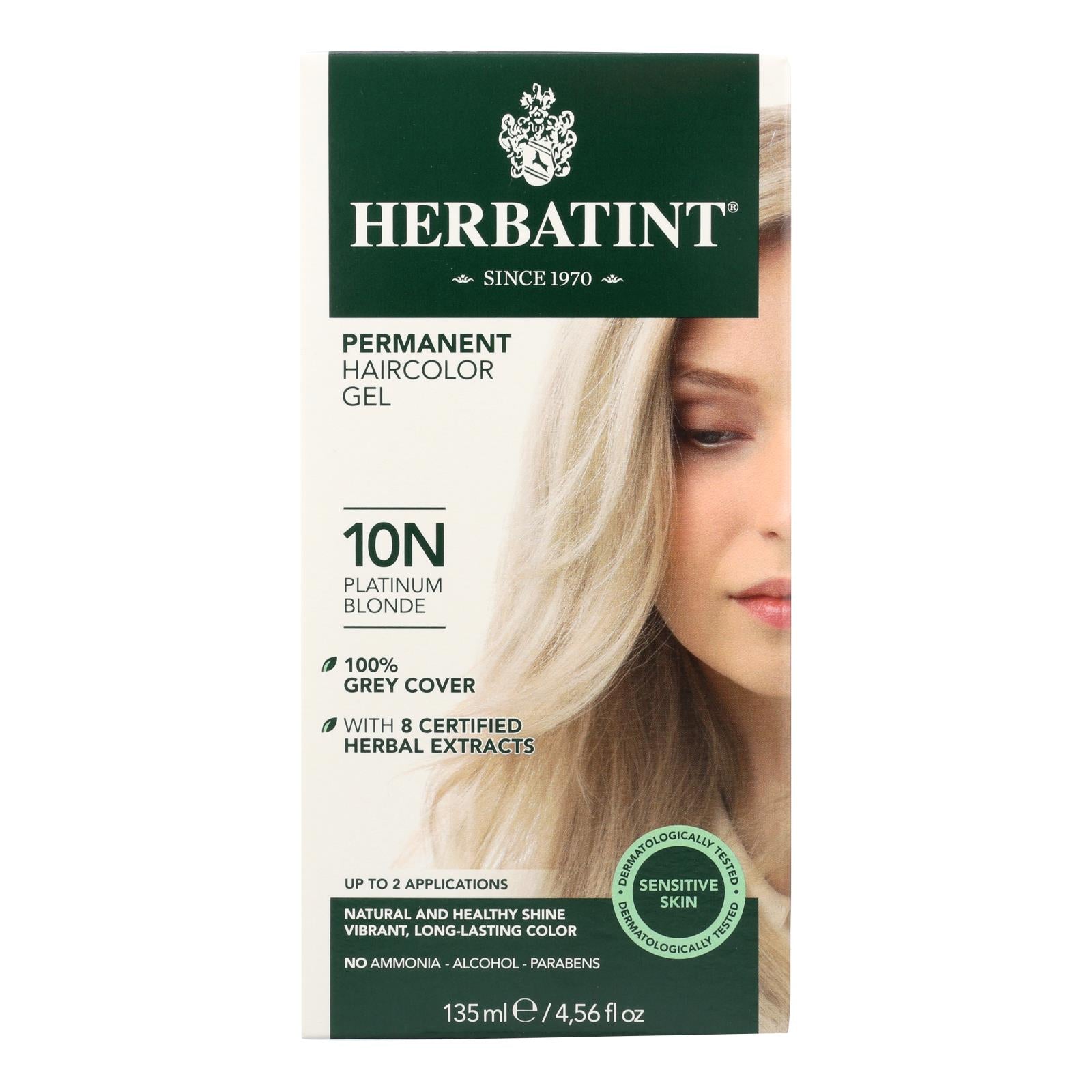 Herbatint Permanent Herbal Haircolour Gel 10N Platinum Blonde (135ml)
